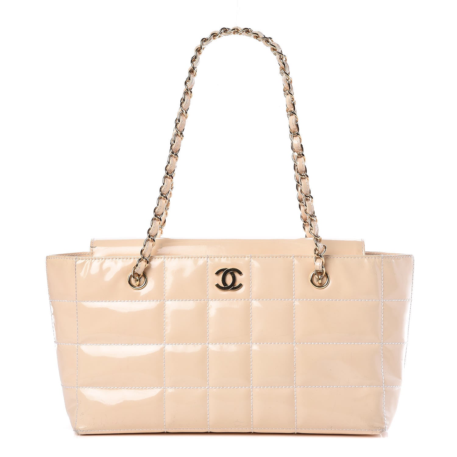 Chanel Patent Chocolate Bar East West Tote White 1 of 27