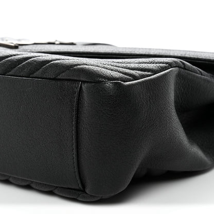 Saint Laurent Sheepskin Matelasse Chevron Monogram Large College Satchel Black 10 of 14