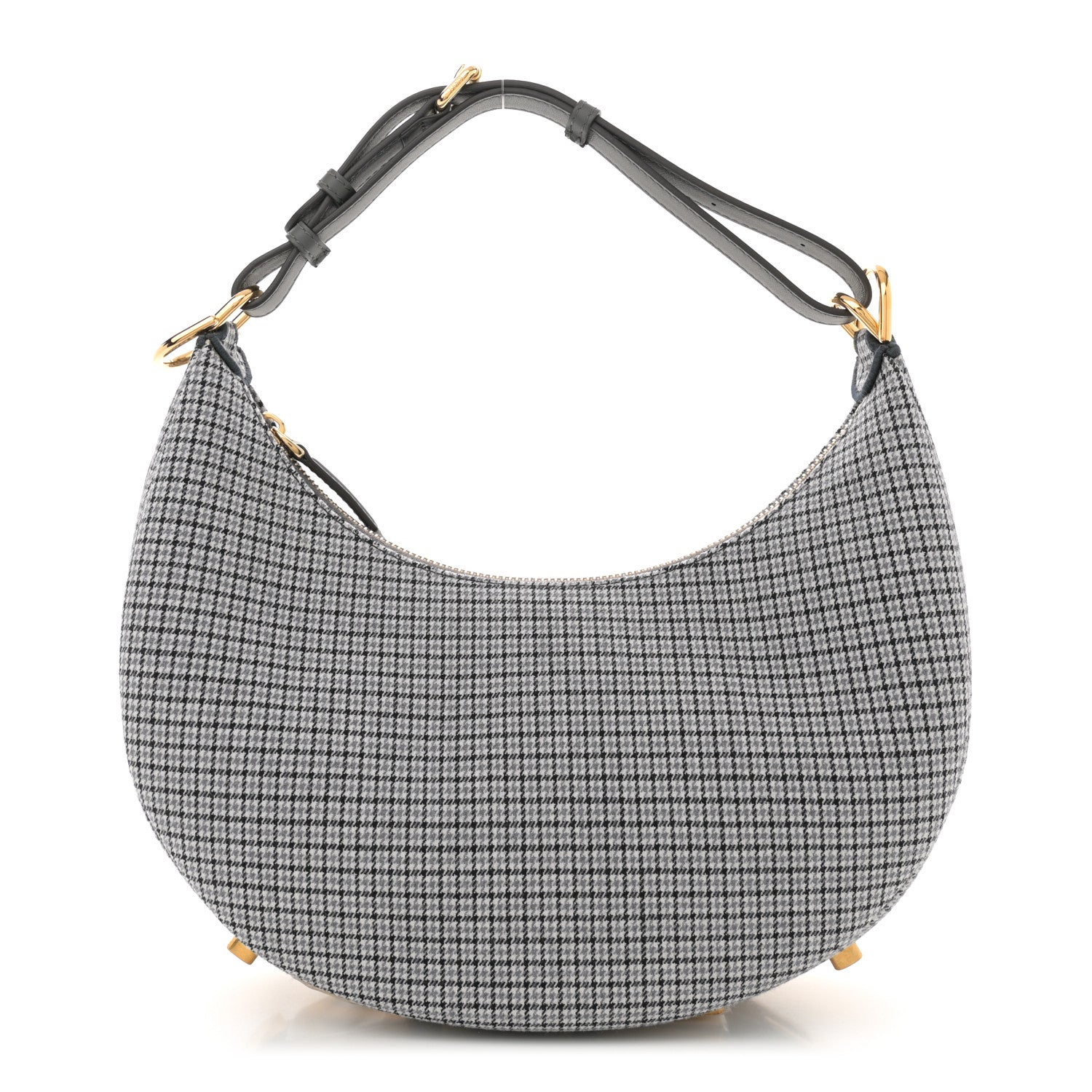 Fendi Wool Vitello Grace Small Houndstooth Small Fendigraphy Hobo Bag Grigio Anthracite 1 of 10