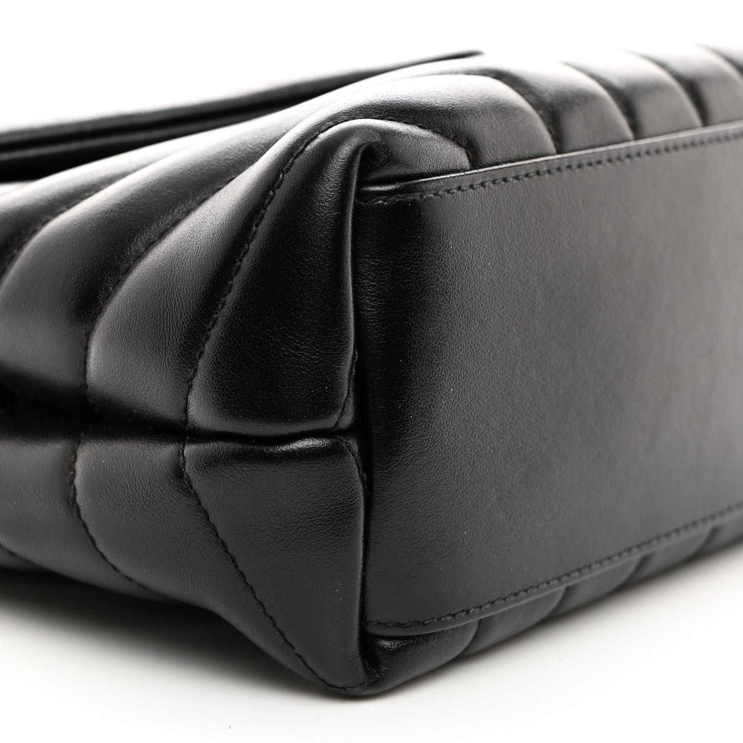 Calfskin Y Quilted Monogram Small Loulou Chain Satchel Black