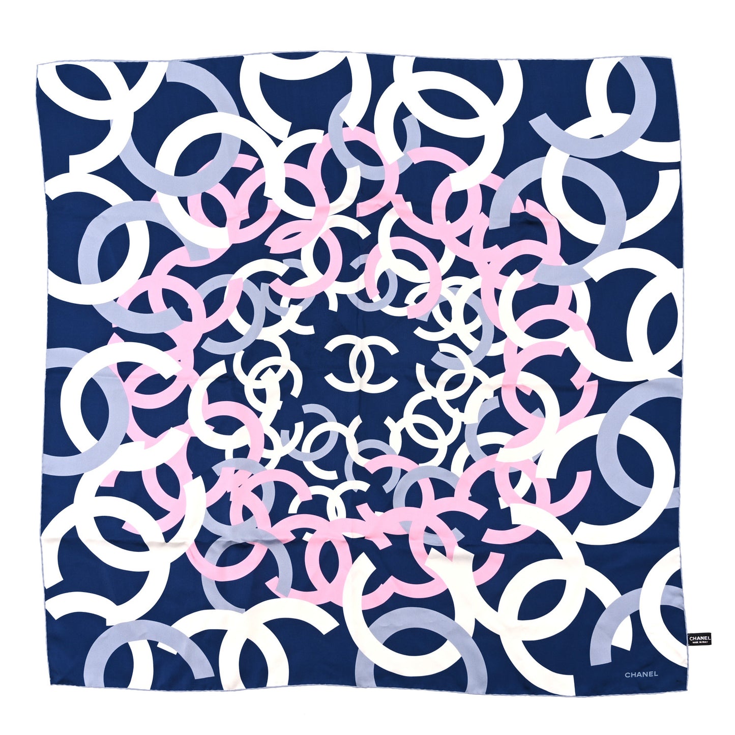 Silk CC Square Scarf Blue