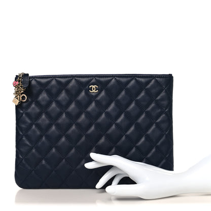 Chanel Lambskin Quilted Medium Casino Beauty CC Cosmetic Case Navy 2 of 9