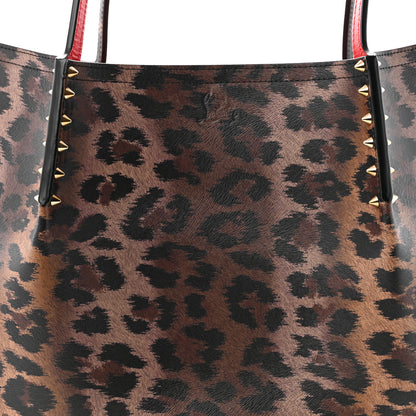 Christian Louboutin Calfskin Empire Leopard Print Spiked Large Cabarock Shopper Tote Brown 7 of 10