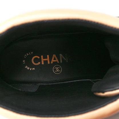 Chanel Lambskin Lace Up Combat Boots 39.5 Beige Black 7 of 8