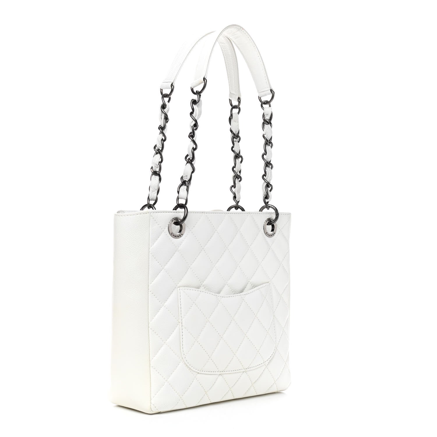 Chanel Caviar Quilted Petit Shopping Tote PST White 3 of 9