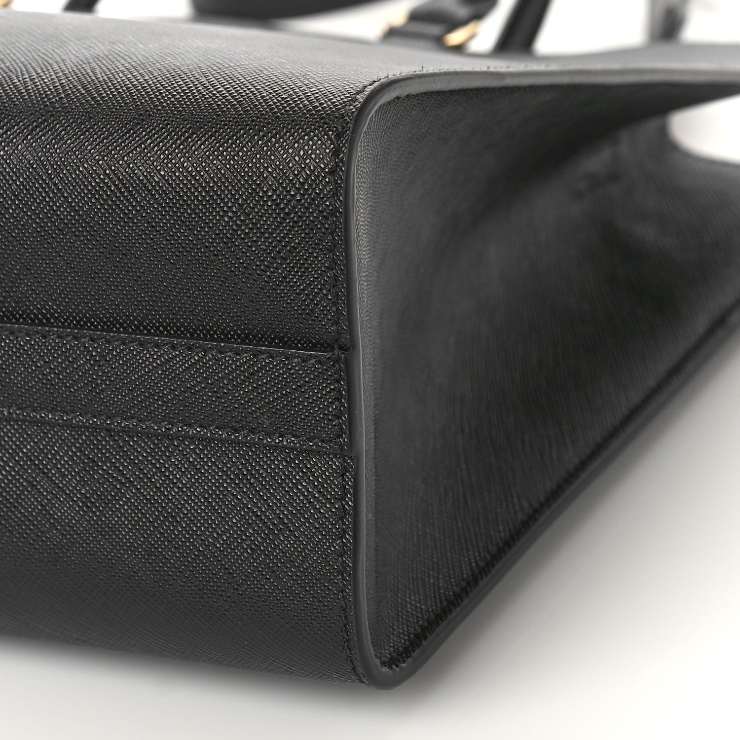 Prada Saffiano Lux Logo Embossed Large Shoulder Tote Handbag Black 8 of 8
