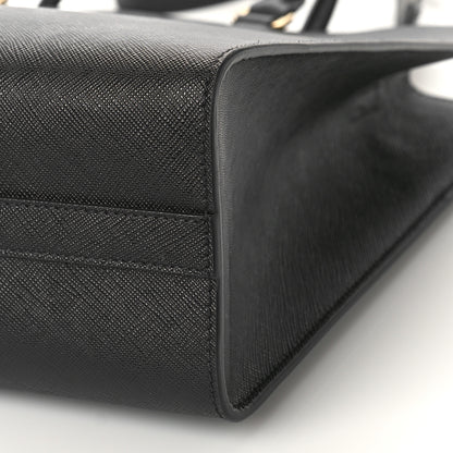 Prada Saffiano Lux Logo Embossed Large Shoulder Tote Handbag Black 8 of 8