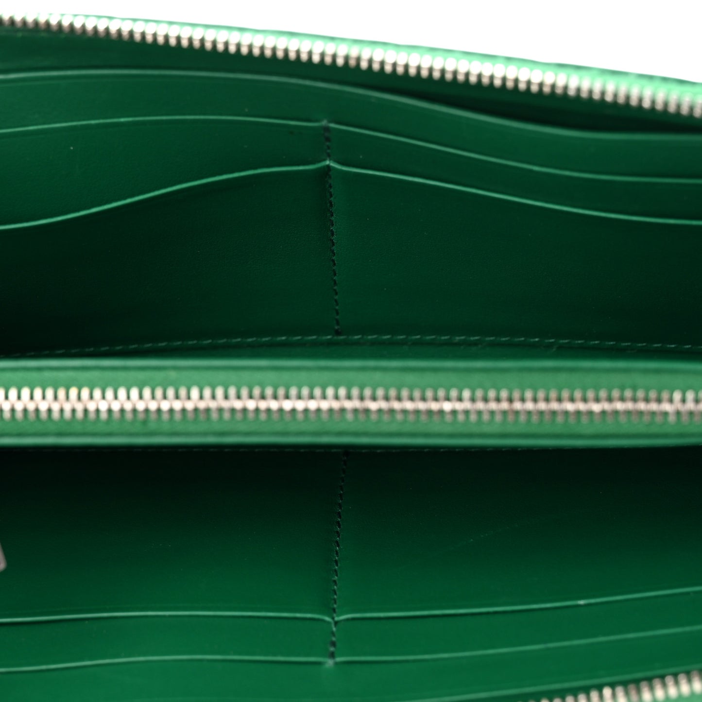 Nappa Intrecciato Zip Around Wallet Racing Green