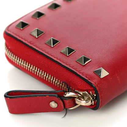 Valentino Garavani Calfskin Rockstud Zip Around Wallet Rosso Valentino 8 of 12