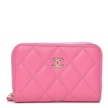 Chanel Caviar Quilted Zip Coin Purse Pink 1 of 8