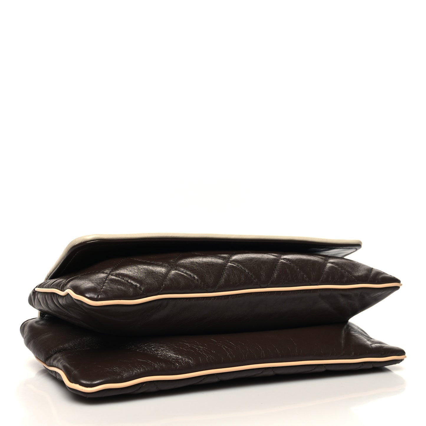 Lambskin Quilted East West Flap Brown