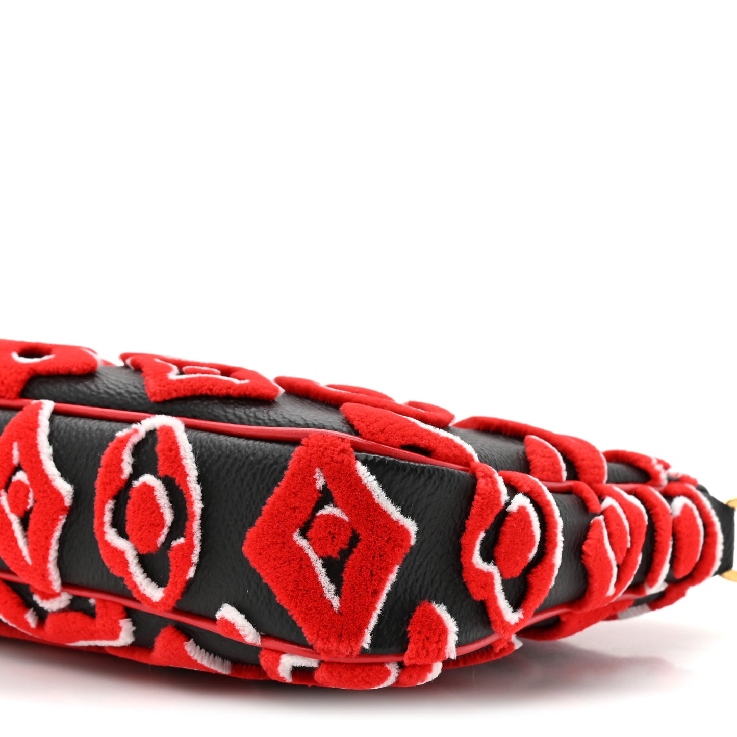 X UF Tufted Monogram Pochette Accessories Black Red Black Red