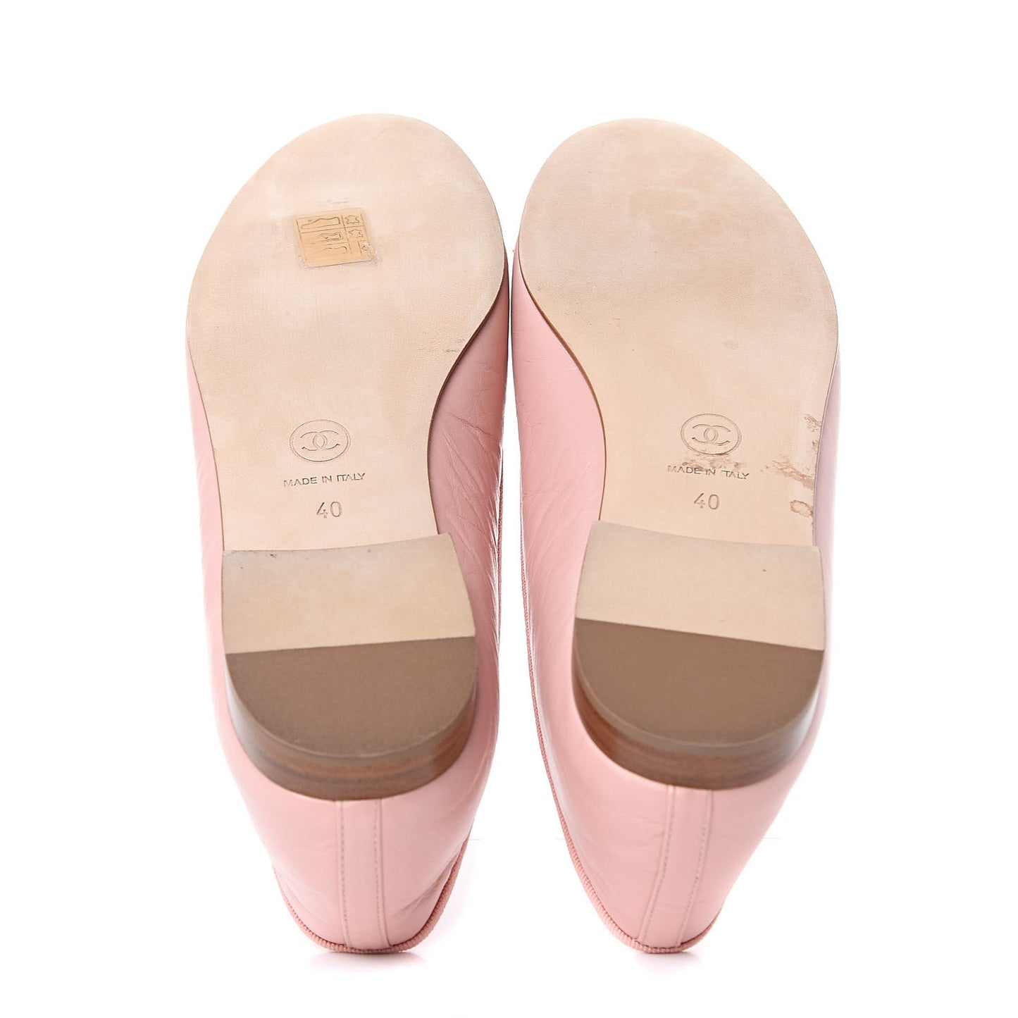 Crumpled Calfskin Cap Toe CC Ballerina Flats 40 Powder Pink