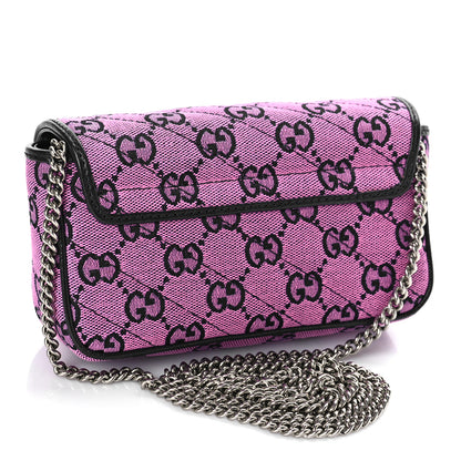 Gucci Monogram Multicolor Matelasse Diagonal Super Mini GG Marmont Shoulder Bag Pink Blue 3 of 10