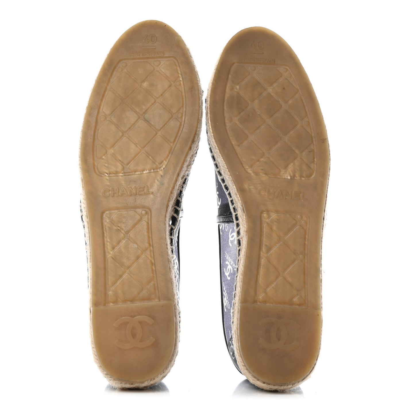 Mesh Grosgrain CC Espadrilles 40 Black White