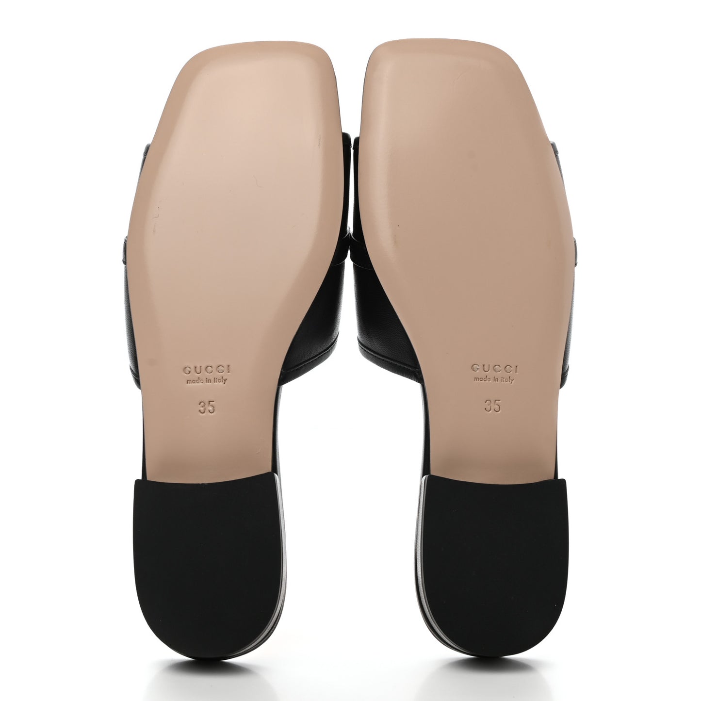 Nappa Horsebit Flat Slide Sandals 35 Black