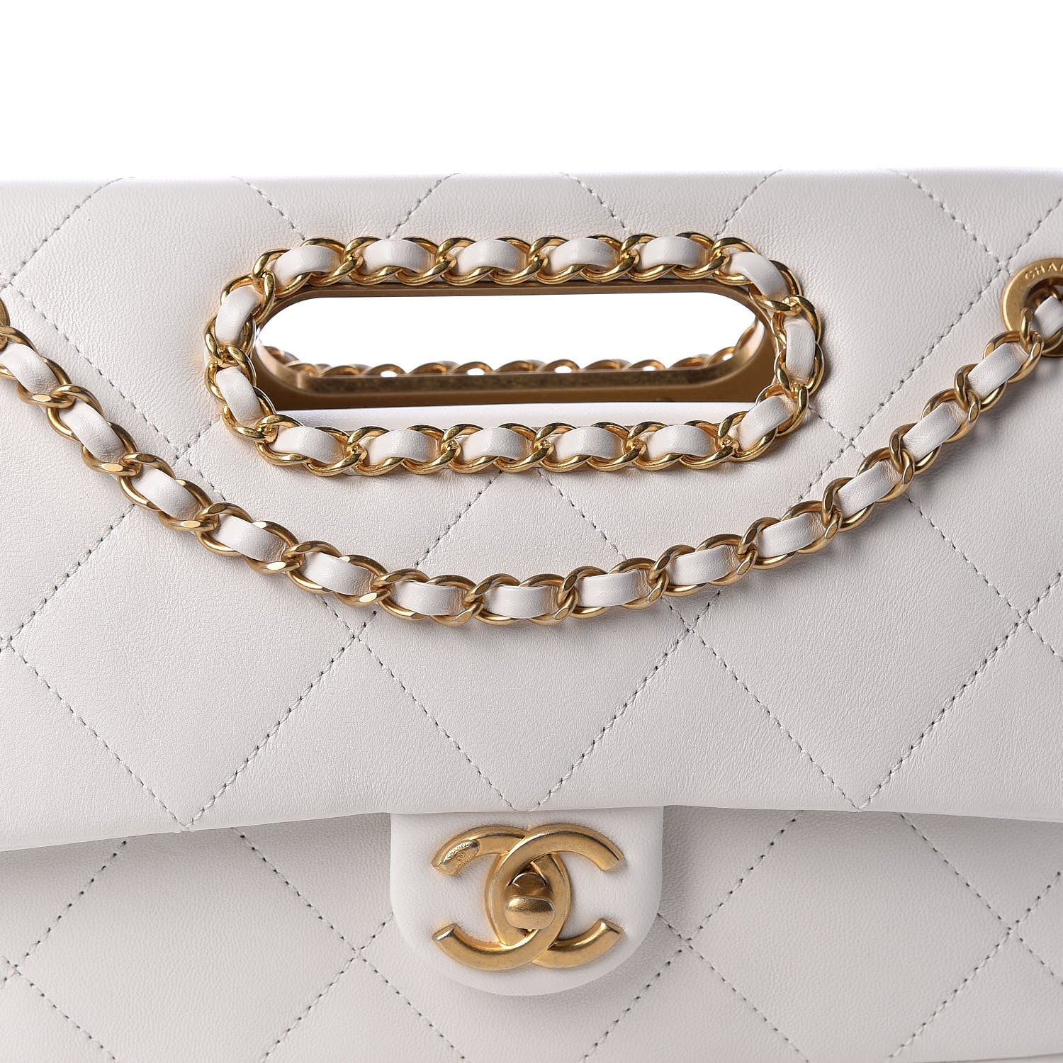 Chanel Lambskin A Real Catch Flap Bag White 7 of 9