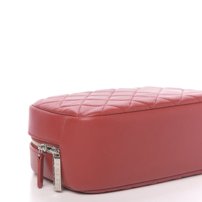 Chanel Lambskin Quilted Medium Curvy Pouch Cosmetic Case Red 8 of 9