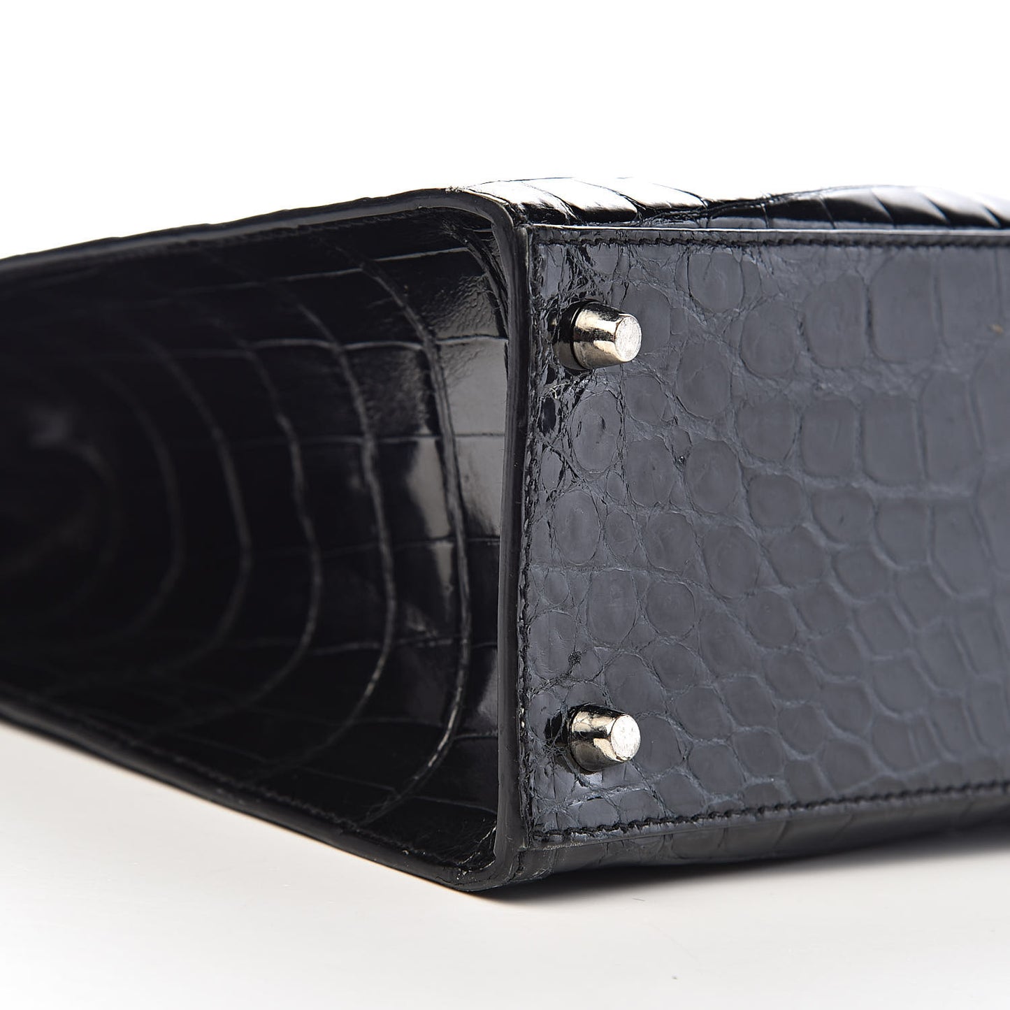Shiny Crocodile Framed Bag Black