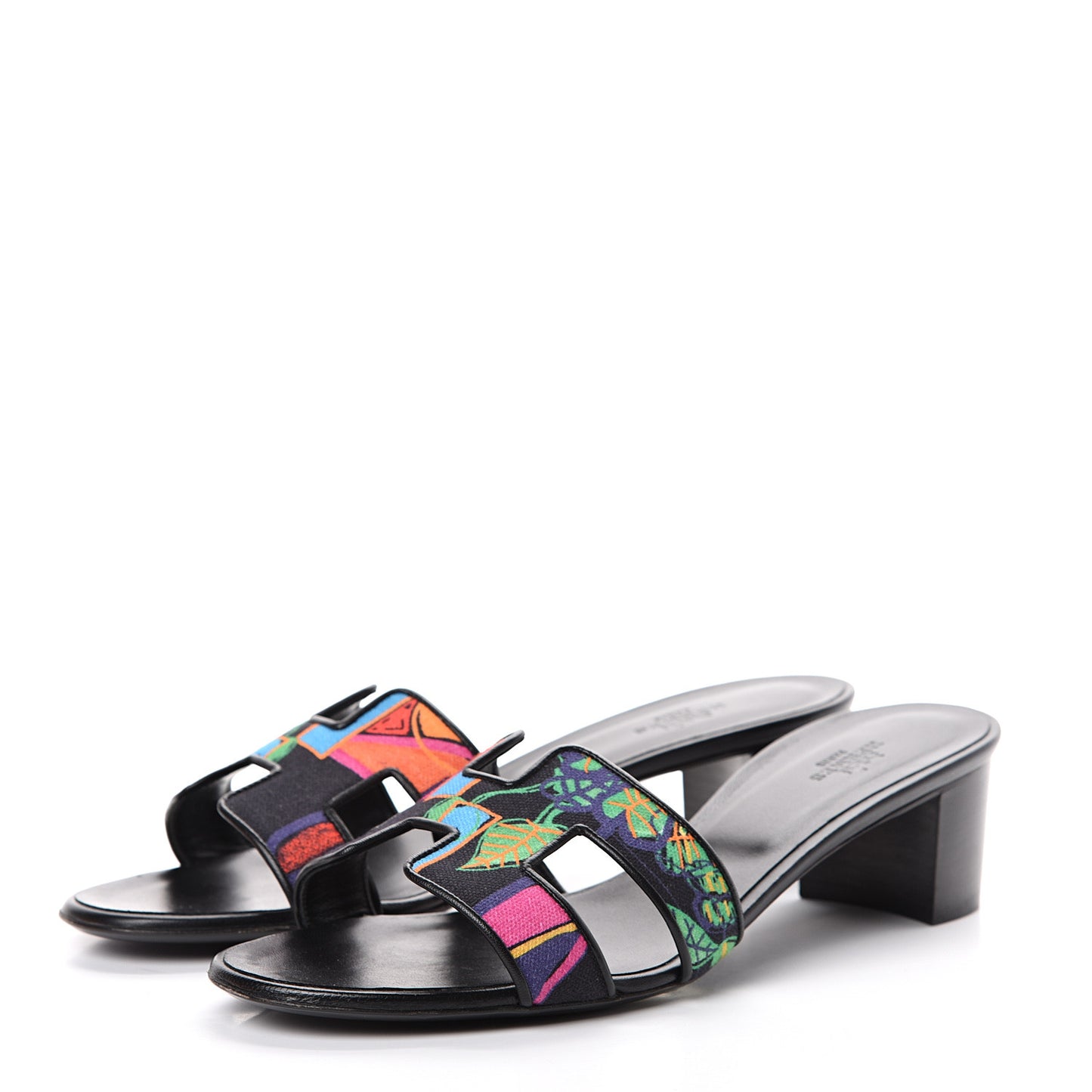 Cotton Canvas Tropical Modernisme Oasis Sandals 40 Black