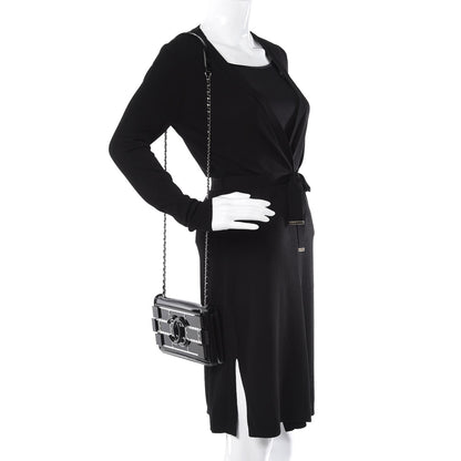 Chanel Plexiglass Patent Crystal Lego Brick Flap Black 2 of 7