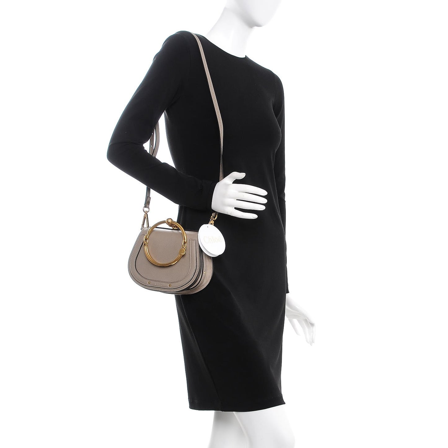 Calfskin Suede Small Nile Bracelet Bag Motty Grey