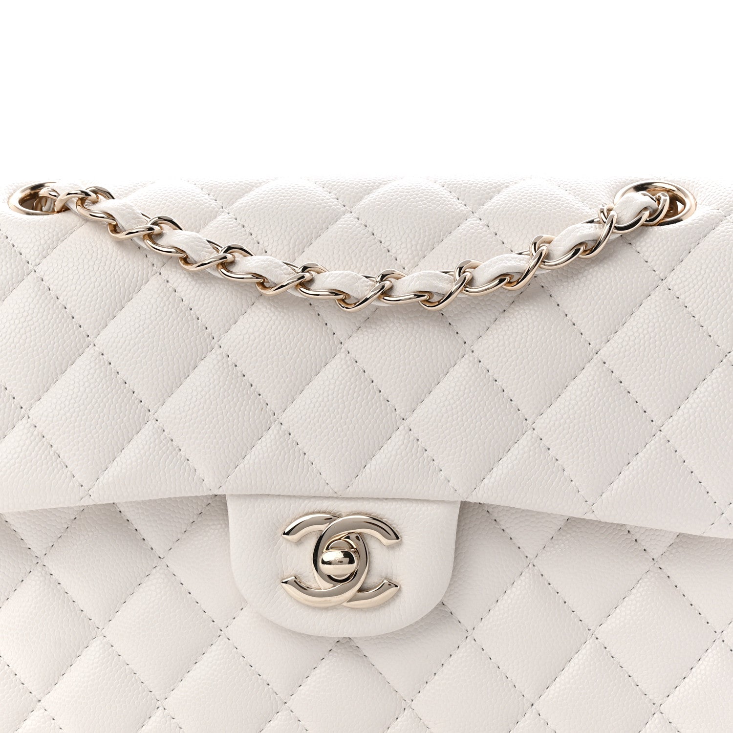Chanel Caviar Quilted Medium Double Flap White 15 of 21