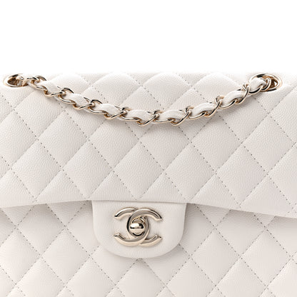 Chanel Caviar Quilted Medium Double Flap White 15 of 21
