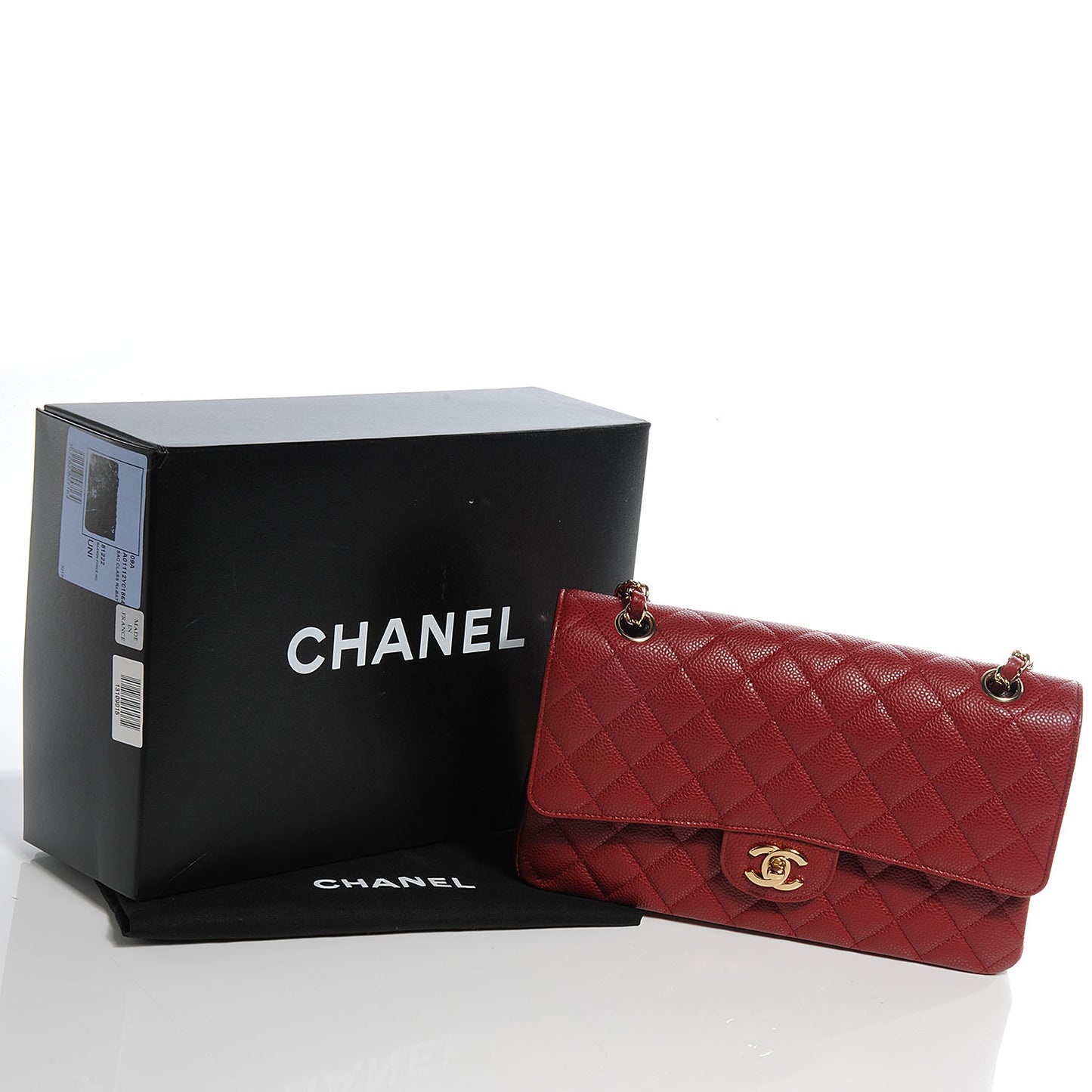 Caviar Quilted Medium Double Flap Red