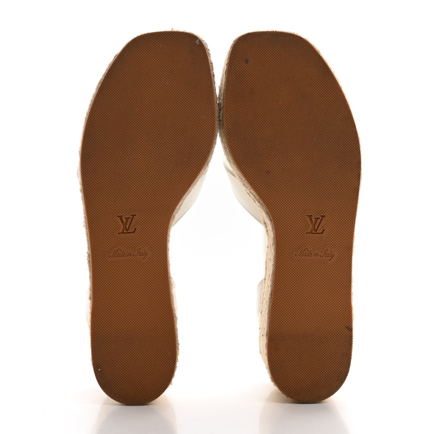 Calfskin LV Isola Espadrille Wedge Sandals 38 White