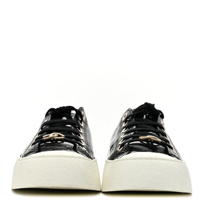 Chanel Shiny Aged Calfskin Womens CC Platform Sneakers 40 Black 3 of 9