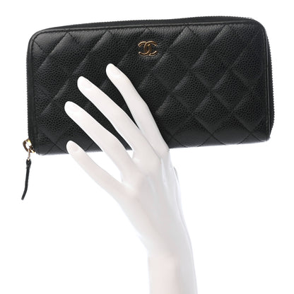 Chanel Caviar Quilted Large Gusset Zip Around Wallet Black 2 of 8