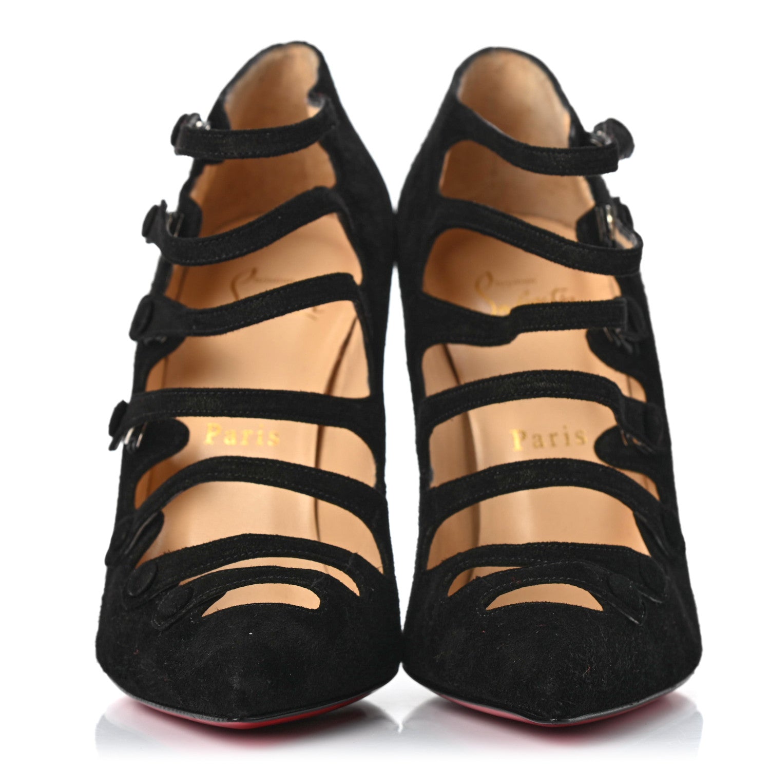 Christian Louboutin Suede Viennana 120 Strappy Booties 38 Black 2 of 7