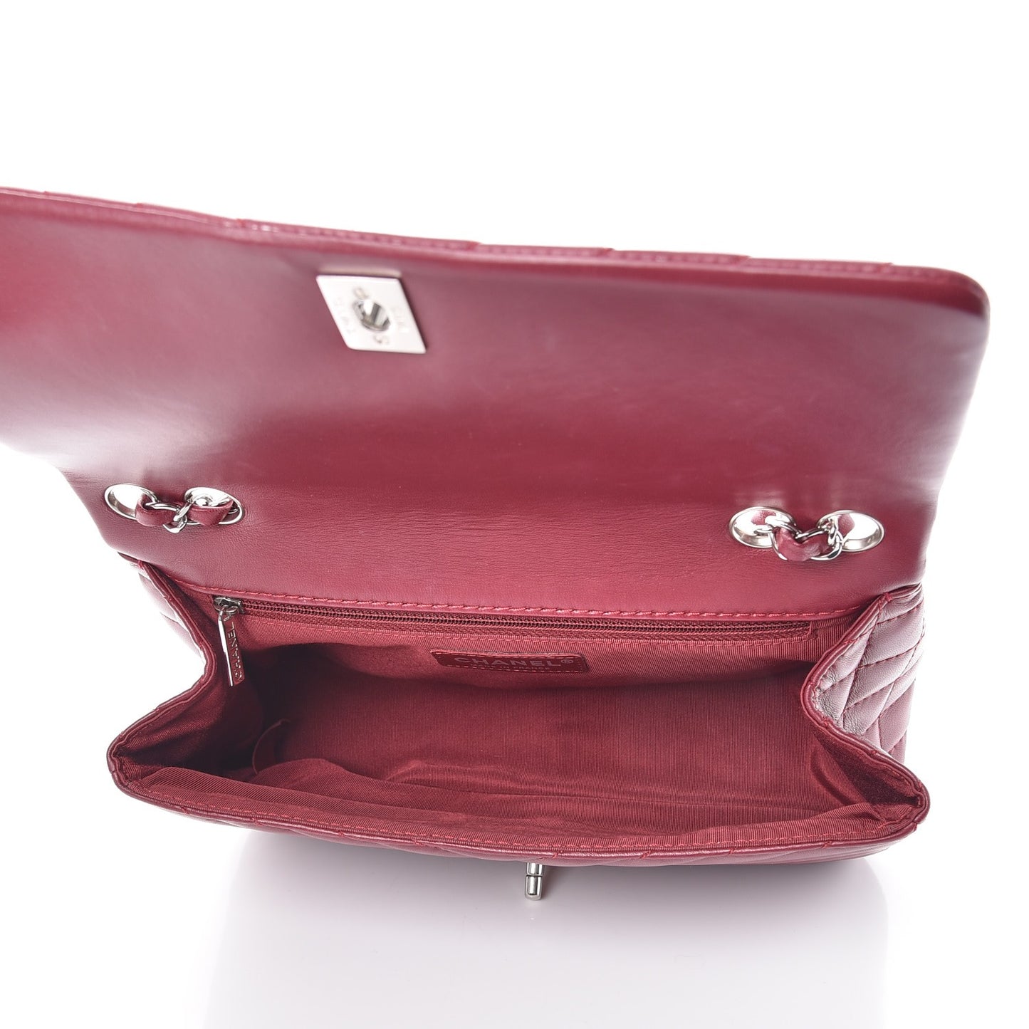 Lambskin Surpique Chevron Medium Single Flap Dark Red