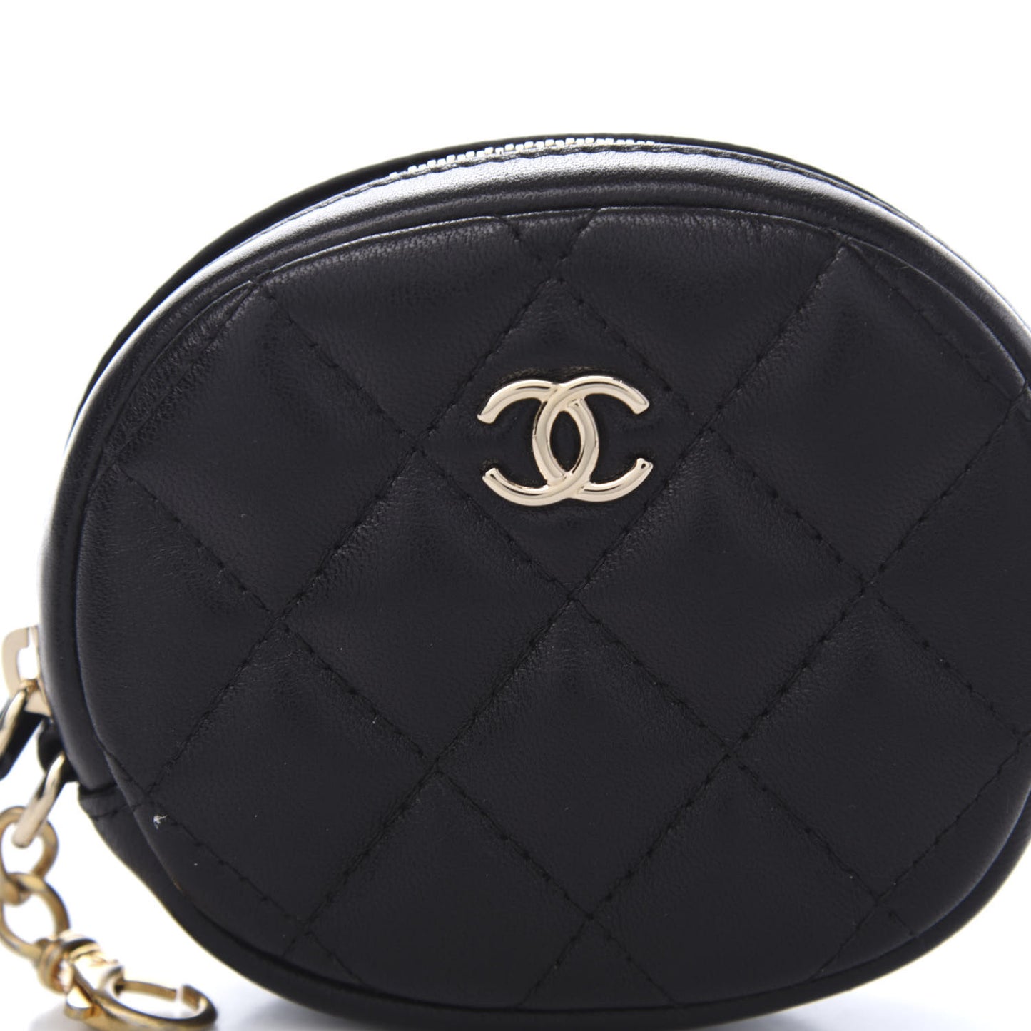 Lambskin Quilted Zip Around Classic Coin Purse Black