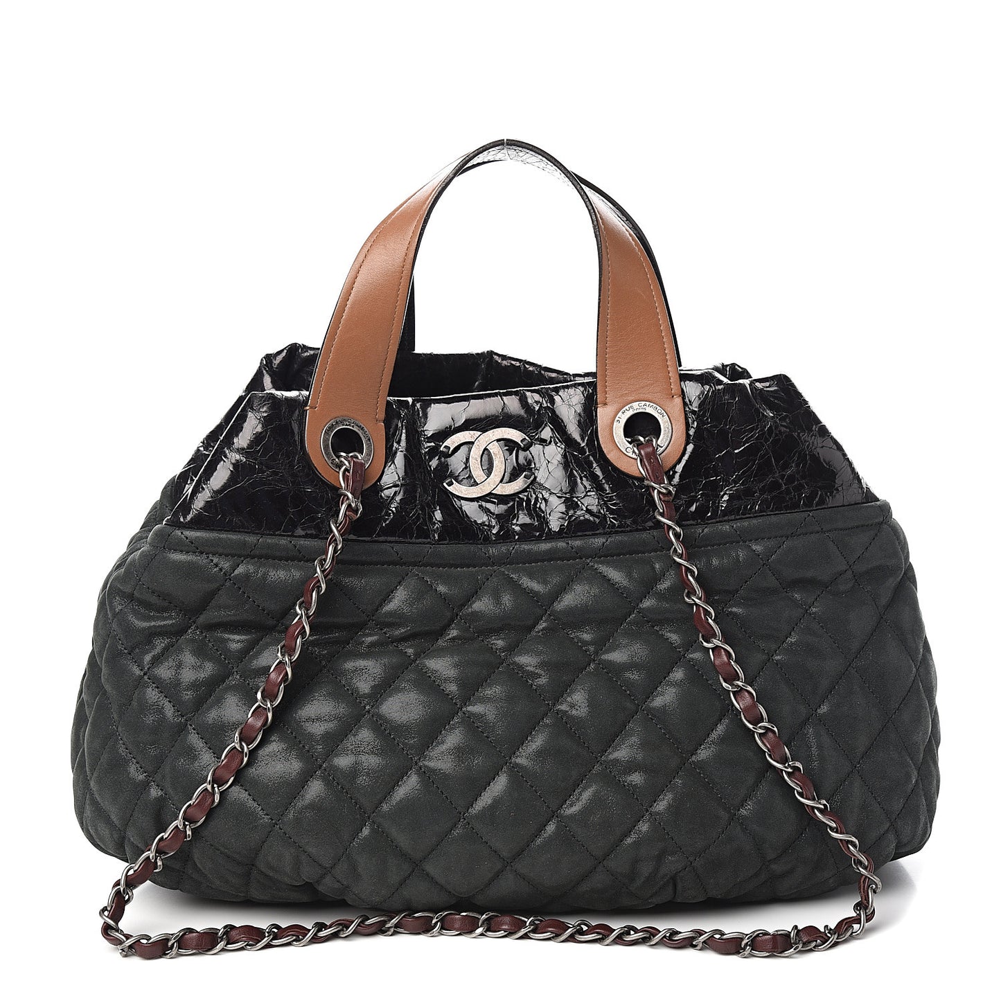 Iridescent Calfskin Small In The Mix Tote Black