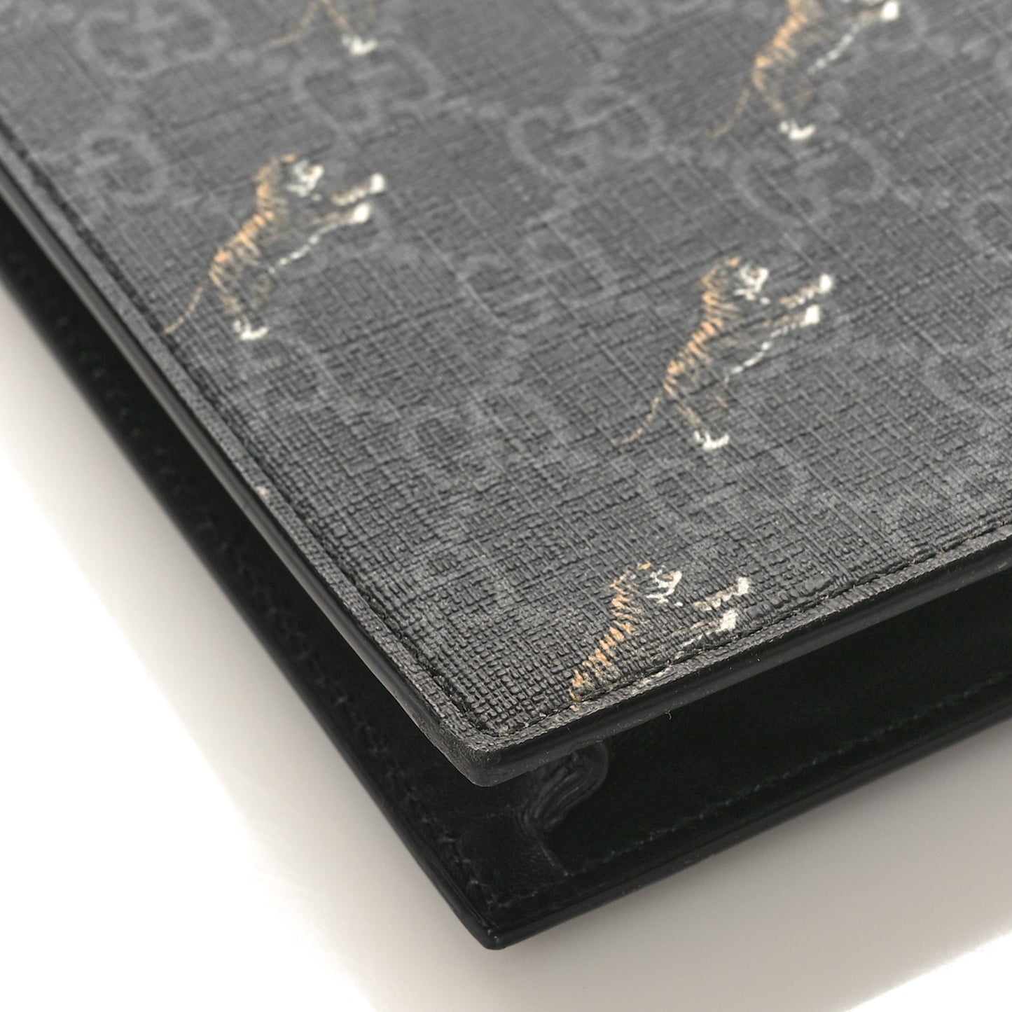 GG Supreme Monogram Tigers Zip Wristlet Pouch Black