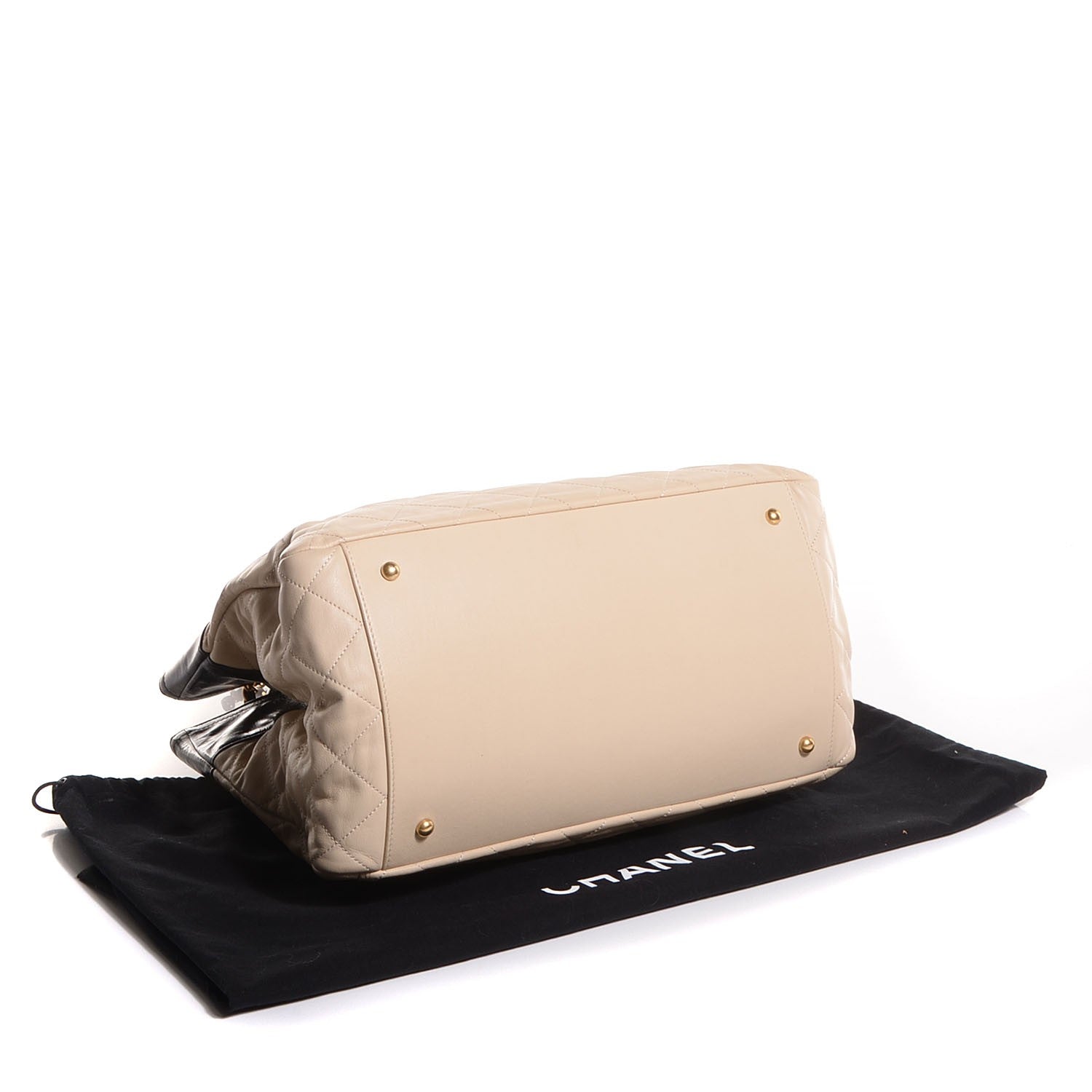 Chanel Calfskin Quilted In The Mix Shopping Tote Beige Black 5 of 9