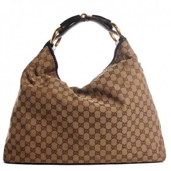 Monogram Large Horsebit Chain Hobo Dark Brown