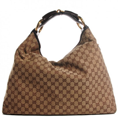 Gucci Monogram Large Horsebit Chain Hobo Dark Brown 1 of 14