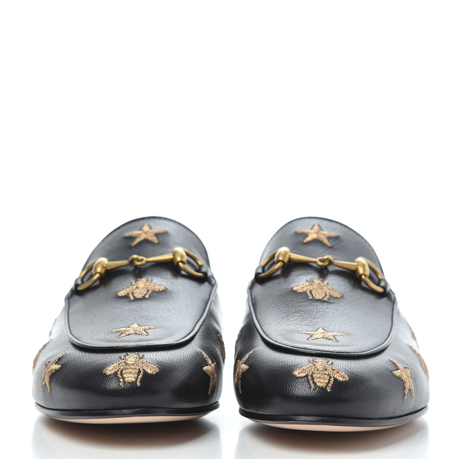 Gucci Goatskin Bee Star Embroidered Womens Princetown Slippers 38.5 Black 2 of 8