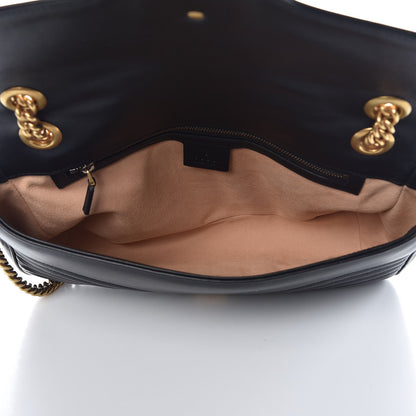 Gucci Calfskin Matelasse Medium GG Marmont Shoulder Bag Black 5 of 8