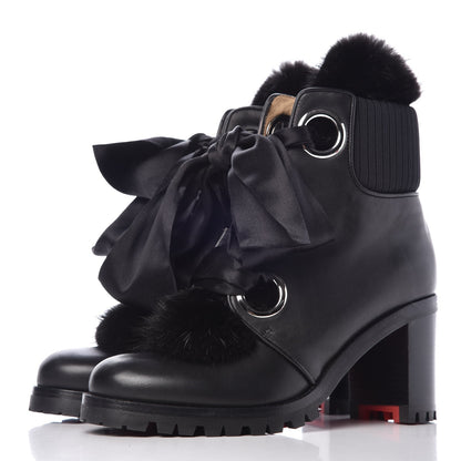 Christian Louboutin Calfskin Mink Jenny From the Alps 70 Ankle Boots 36.5 Black 3 of 13