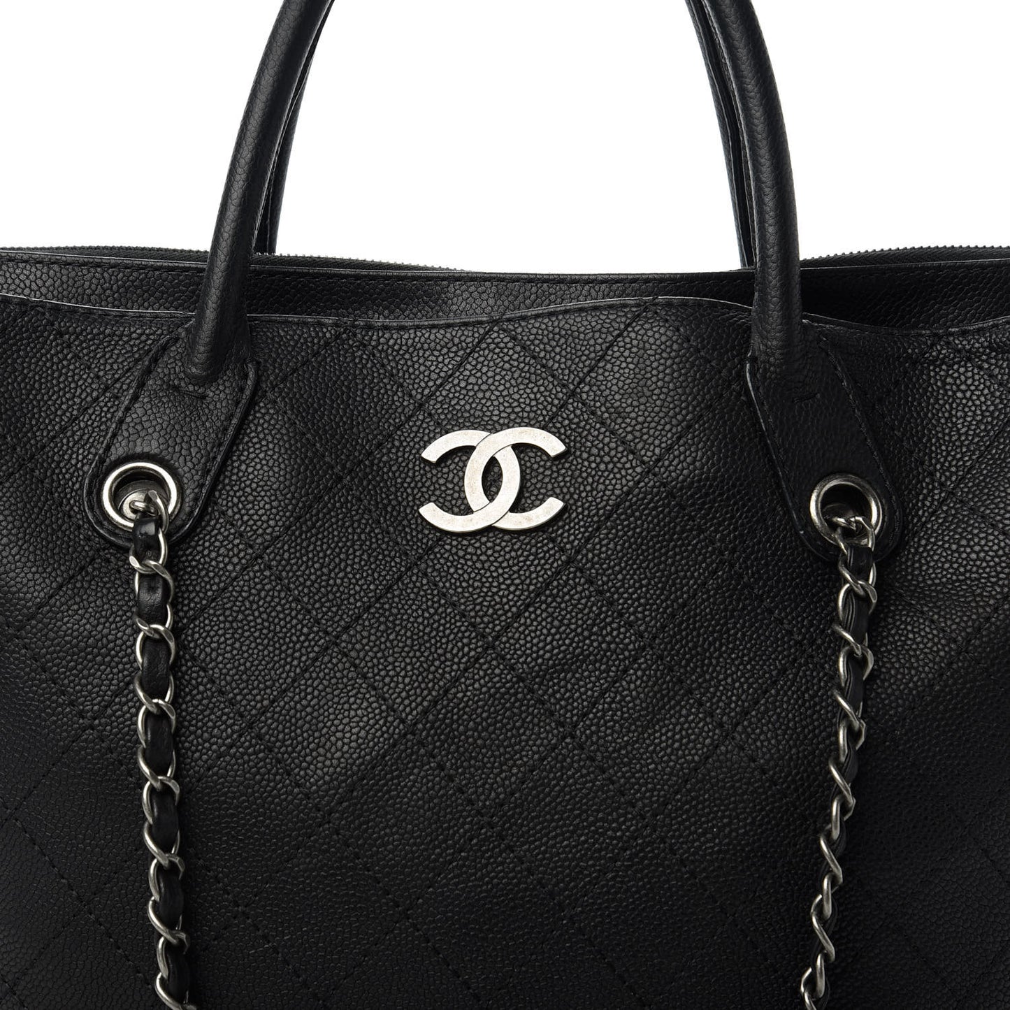 Grained Vegetal Calfskin Urban Shopping Tote Black