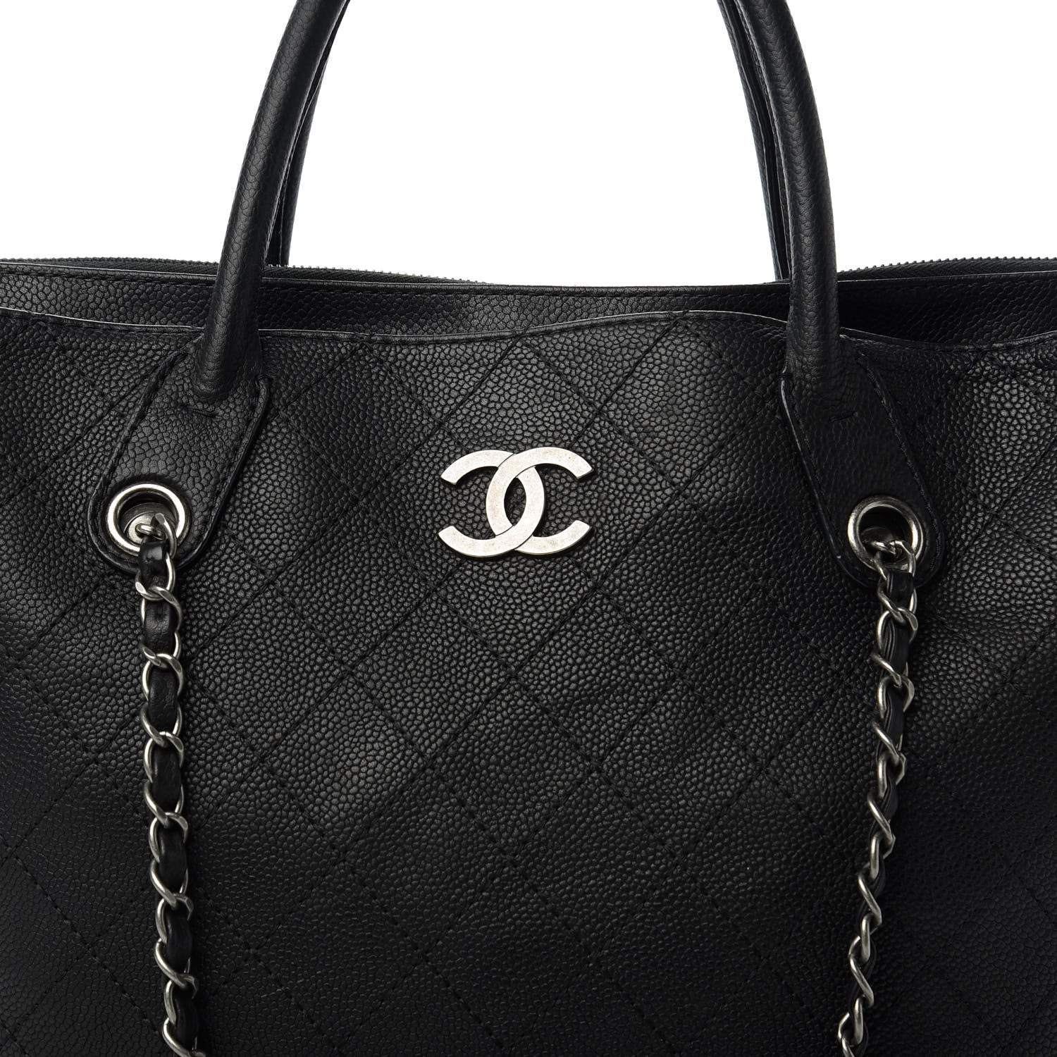 Chanel Grained Vegetal Calfskin Urban Shopping Tote Black 10 of 12