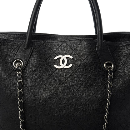 Chanel Grained Vegetal Calfskin Urban Shopping Tote Black 10 of 12