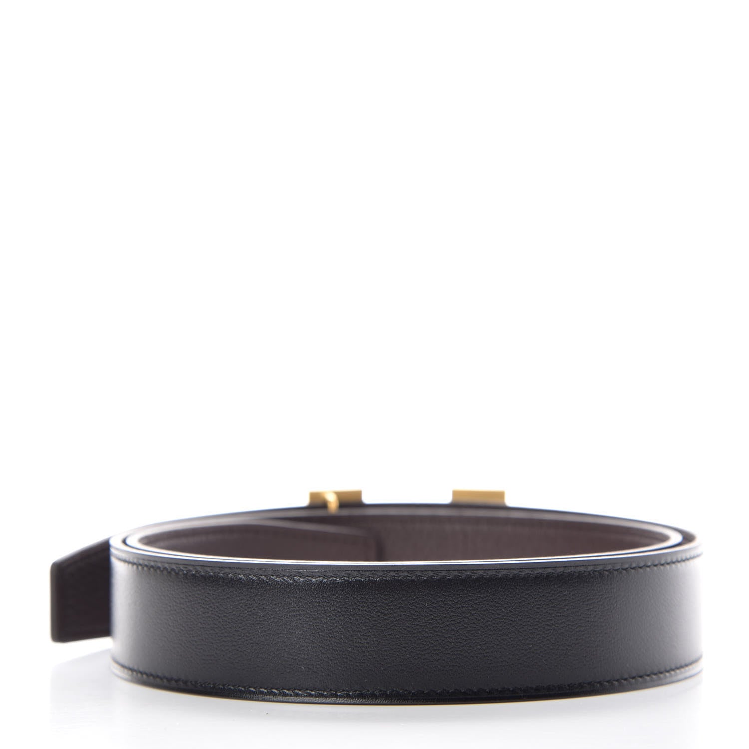 Hermes Box Togo 32mm Guilloche H Belt 85 Black Chocolate 3 of 6