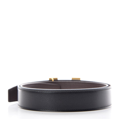 Hermes Box Togo 32mm Guilloche H Belt 85 Black Chocolate 3 of 6