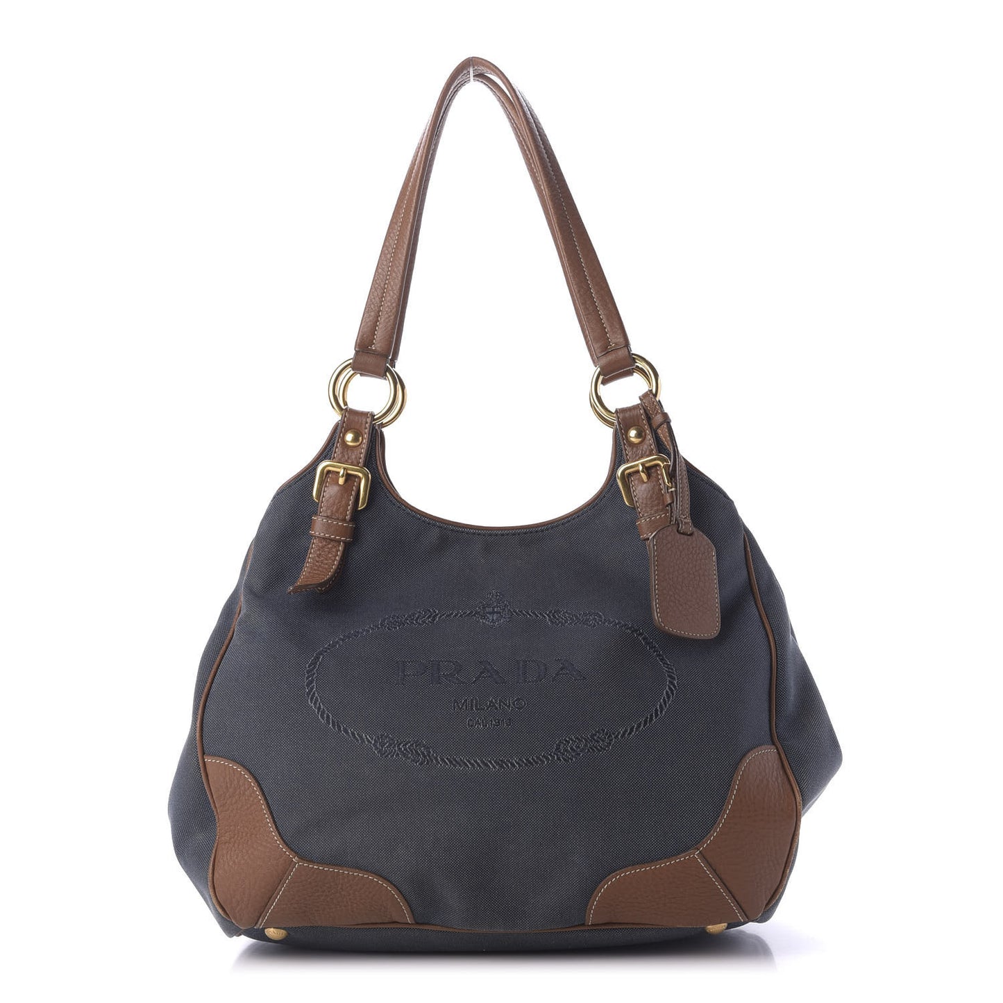 Jacquard Vitello Daino Logo Shoulder Bag Denim
