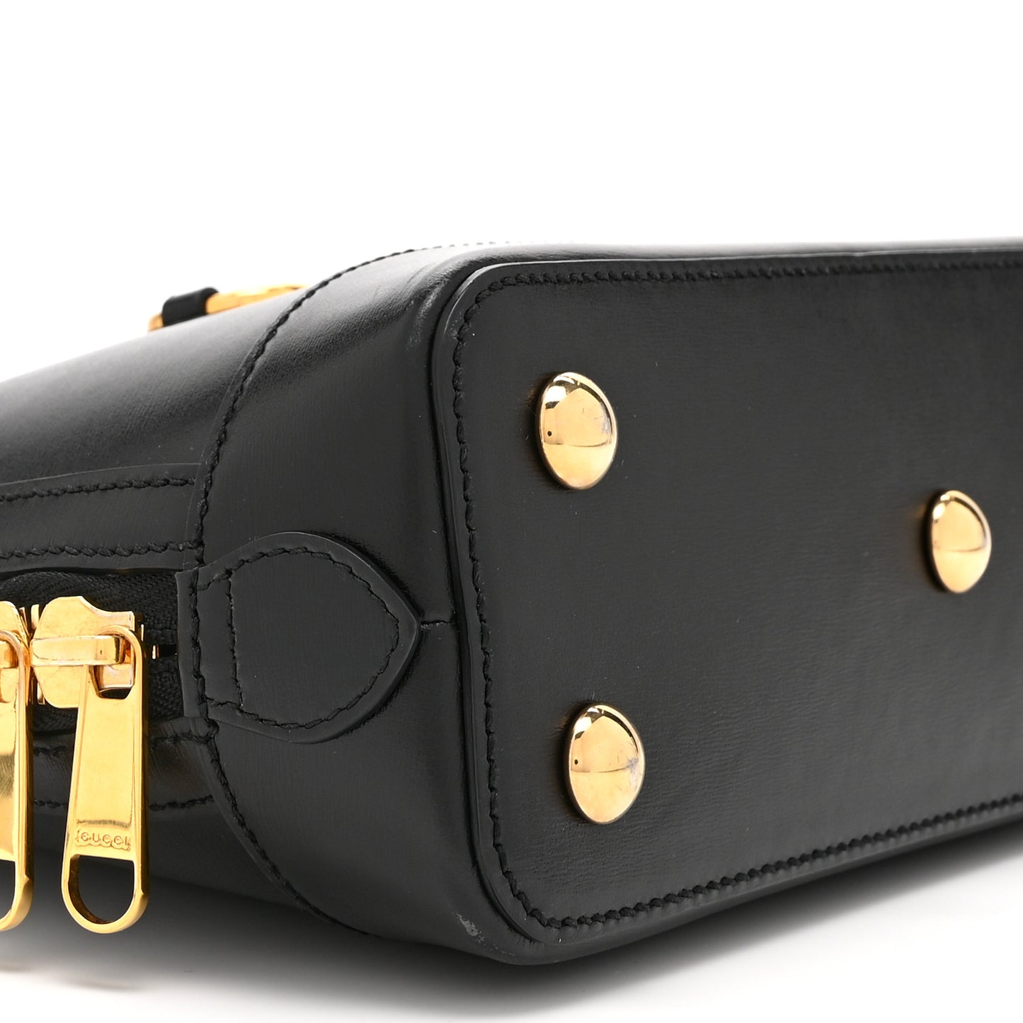 Boarded Plutone Calfskin Small Horsebit 1955 Top Handle Bag Black